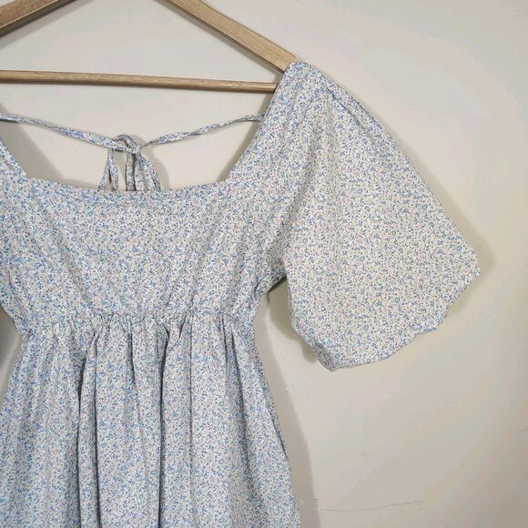 Mable Floral Babydoll Mini Dress Small Puff Sleeve Square Neck Ditsy Print - Picture 3 of 11